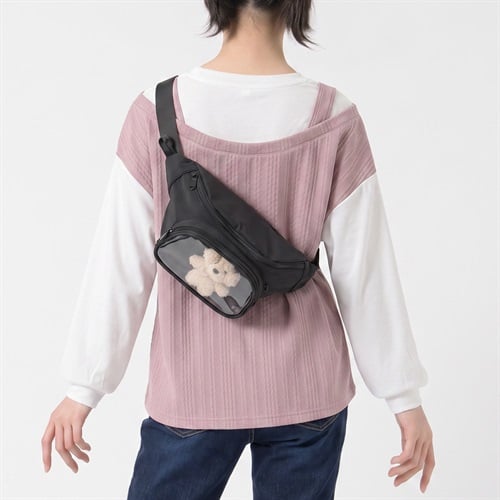 ぬいぐるみ付きクリアポケットウエストバッグ キッズ 女の子