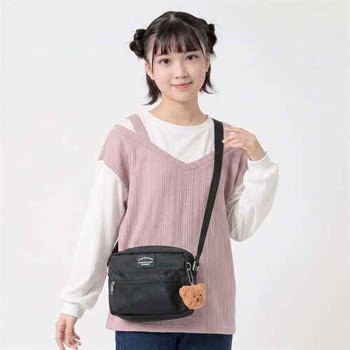 チャーム付きメッシュポケットショルダーバッグ キッズ 女の子