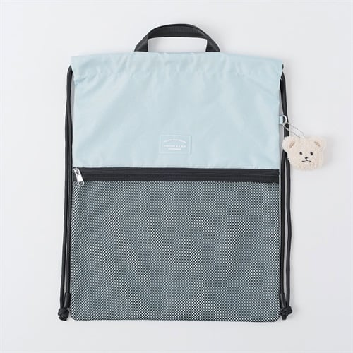 チャーム付きメッシュポケットナップサック キッズ 女の子(サックス-ONE SIZE)