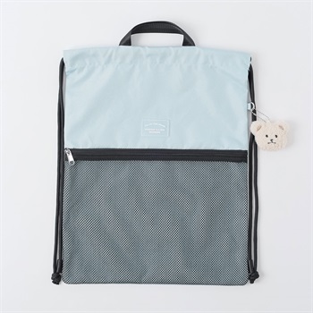 チャーム付きメッシュポケットナップサック キッズ 女の子(サックス-ONE SIZE)