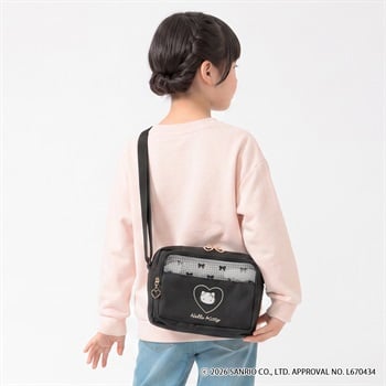 ハローキティ 千鳥リボン横型ショルダ― キッズ 女の子(ブラック-ONE SIZE)