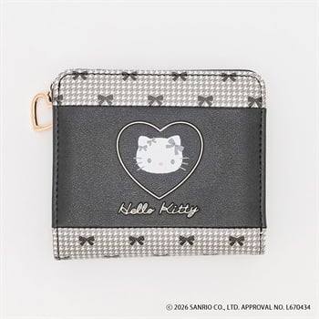 ハローキティ 千鳥リボンL字ファスナー財布 キッズ 女の子(ブラック-ONE SIZE)