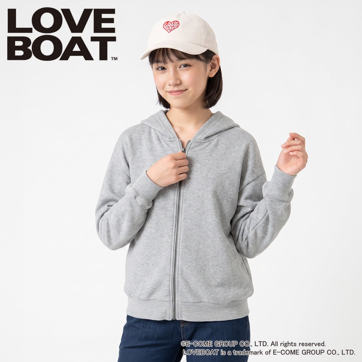 LOVEBOAT コーデュロイキャップ キッズ 女の子(ホワイト-56cm)