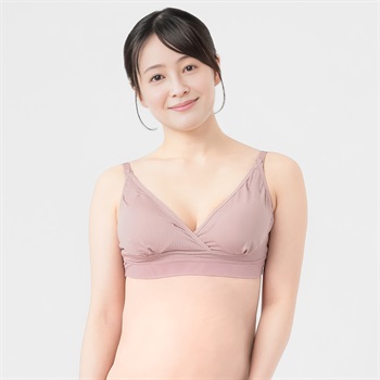 マミールナ ナチュラルフィットブラ リブ 産前～授乳期 マタニティ(ローズピンク-マタニティM)