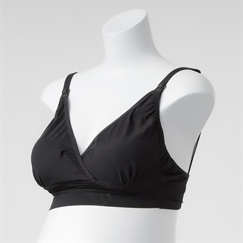マミールナ ナチュラルフィットブラ リブ グラマーサイズ 産前～授乳期 マタニティ(ブラック-マタニティS)