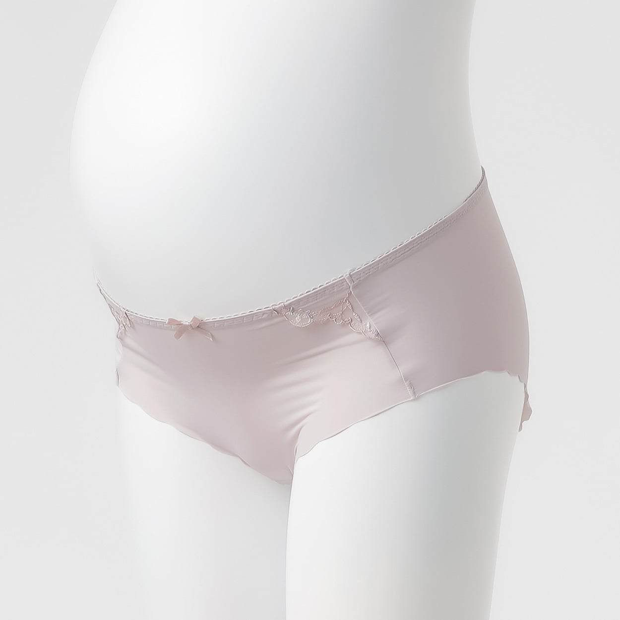 花柄チュール ペア ローライズショーツ シームレス 産前～授乳期 マタニティ(ピンクベージュ-マタニティL～LL)