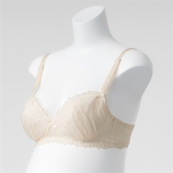 ラメチュールレース ノンワイヤー ブラジャー 産前～授乳期 マタニティ(アイボリー-マタニティＭ)