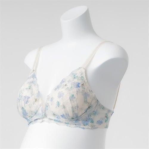 花柄レース ノンワイヤー モールドカップブラジャー 産前～授乳期 マタニティ