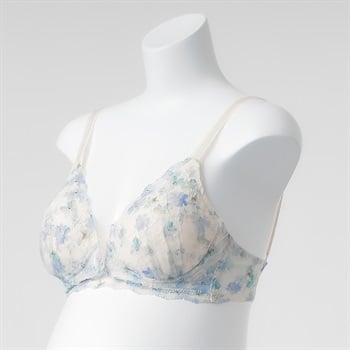 花柄レース ノンワイヤー モールドカップブラジャー 産前～授乳期 マタニティ(アイボリー-マタニティＭ)