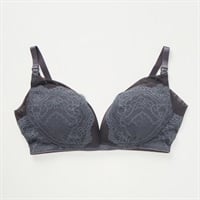パワーネット×レース授乳ブラジャー グラマーサイズ 妊娠初期～授乳期 マタニティ(チャコールグレー-マタニティＭ)
