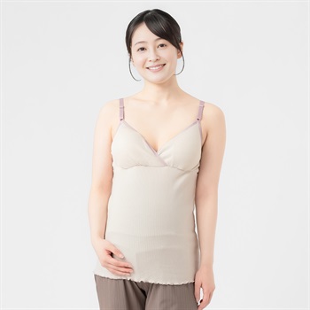 リブ カシュクールキャミソール 妊娠初期～授乳期 マタニティ(アイボリー-マタニティM)