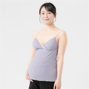 リブ カシュクールキャミソール 妊娠初期～授乳期 マタニティ(ラベンダー-マタニティM)