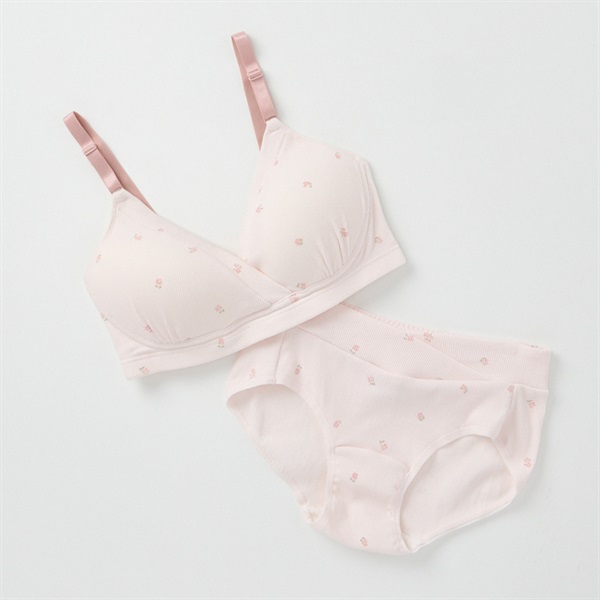 小花柄 ブラ&ショーツセット 妊娠初期～授乳期 マタニティ