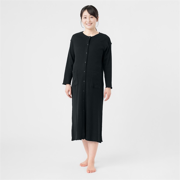コットン混ニットダブルガーゼ 長袖 ネグリジェ 産前～産後 マタニティ