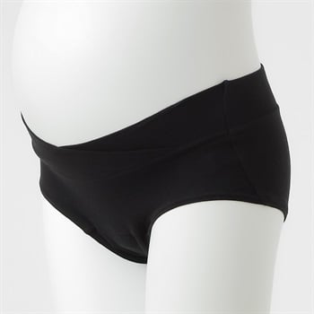 お悩みケアショーツ フロントクロスローライズタイプ 45㏄ 中量用 妊娠中期～授乳期 マタニティ(ブラック-マタニティM)
