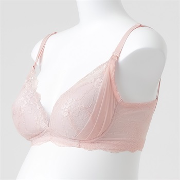 レース 脇高 ノンワイヤー モールドカップ ブラジャー 産前～授乳期 マタニティ(ピンク-マタニティM)