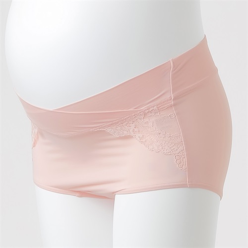 レース フロントクロス ローライズショーツ 産前～授乳期 マタニティ(ピンク-マタニティM～L)