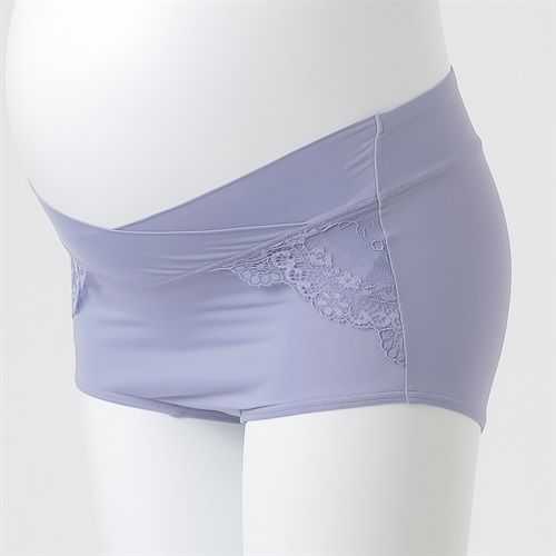レース フロントクロス ローライズショーツ 産前～授乳期 マタニティ(ブルーグレー-マタニティM～L)