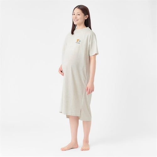 トムとジェリー サガラ刺しゅう ワンピース 半袖パジャマ 産前～産後 マタニティ(オートミール-マタニティM)