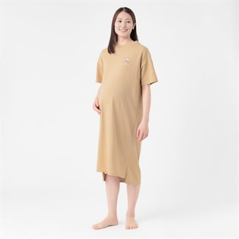 トムとジェリー サガラ刺しゅう ワンピース 半袖パジャマ 産前～産後 マタニティ(キャメル-マタニティM)