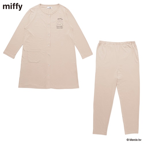 ミッフィー ストレッチ天竺 無地 長袖パジャマ 産前～産後 マタニティ(ベージュ-マタニティM)