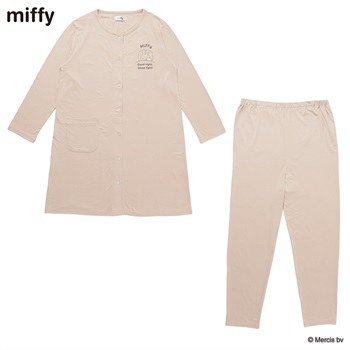 ミッフィー ストレッチ天竺 無地 長袖パジャマ 産前～産後 マタニティ(ベージュ-マタニティM)