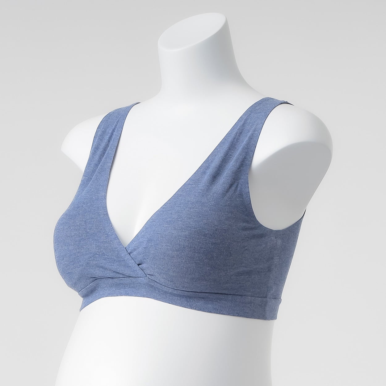 リラックスハーフトップ　産前～授乳期 マタニティ(杢ブルー-マタニティLL)