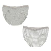 ローライズショーツ 2枚組 マタニティ 妊娠初期～授乳期(グレー-マタニティM～L)