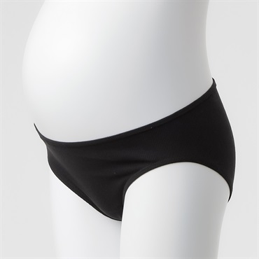オーガニックコットン ショーツ 浅ばきタイプ 産前～授乳期 マタニティ(ブラック-マタニティM)