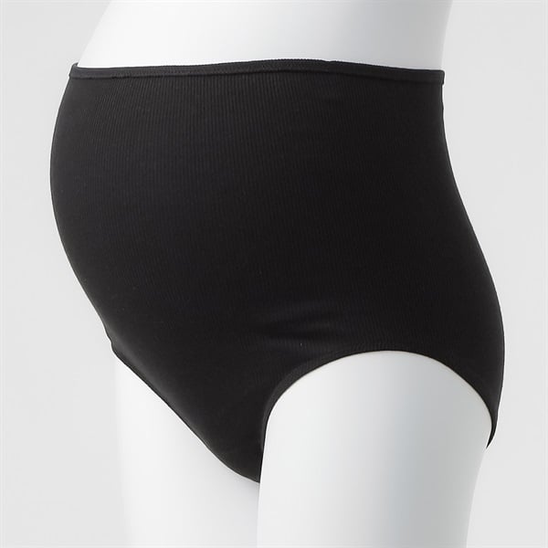 オーガニックコットン ショーツ 深ばきタイプ 産前～授乳期 マタニティ(ブラック-マタニティM)