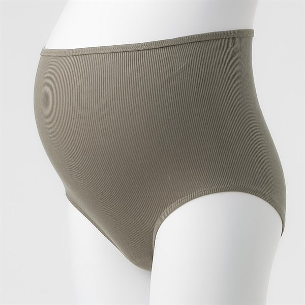 オーガニックコットン ショーツ 深ばきタイプ 産前～授乳期 マタニティ(カーキグリーン-マタニティL～LL)