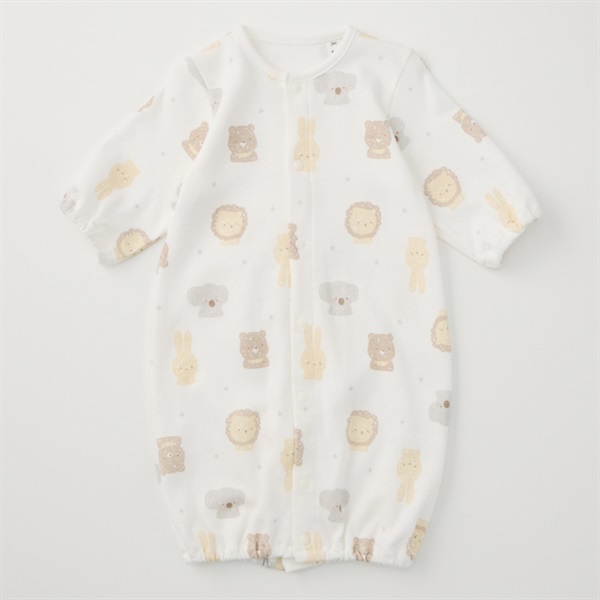 ビンテージ ベビーナーサリーセット アニマル柄 アニマル柄半袖Tシャツセットアップ(80cm クリーム): 新生児