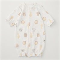 スムース アニマル柄 ドレスオール 2WAYオール 新生児 ベビー服(オフホワイト-50～60cm)