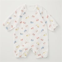 スムース ちびオール 働く車柄 新生児 ベビー服(オフホワイト-50～60cm)