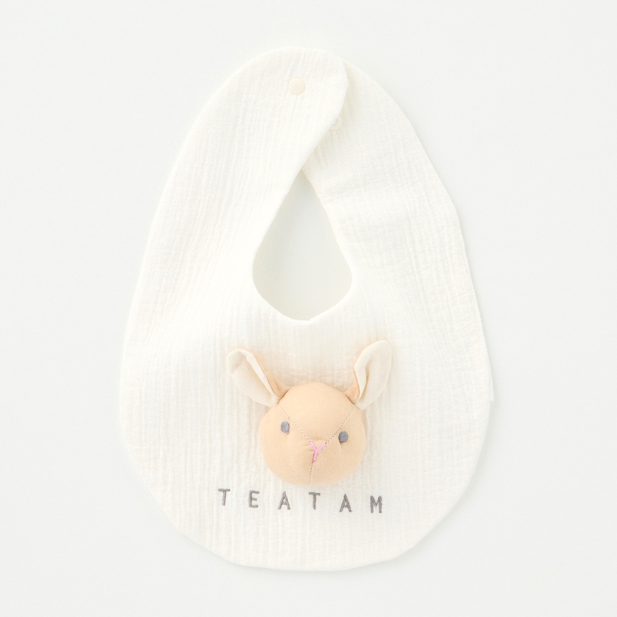 TEATAM アニマルモチーフ付 ガーゼ スタイ ベビー(うさぎ(キナリ))