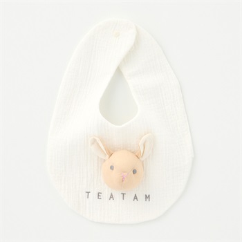 TEATAM アニマルモチーフ付 ガーゼ スタイ ベビー(うさぎ(キナリ))