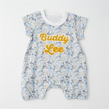 Buddy Lee 天竺 サガラ刺しゅう 花柄 半袖プレオール 新生児 ベビー(サックス-50～60cm)