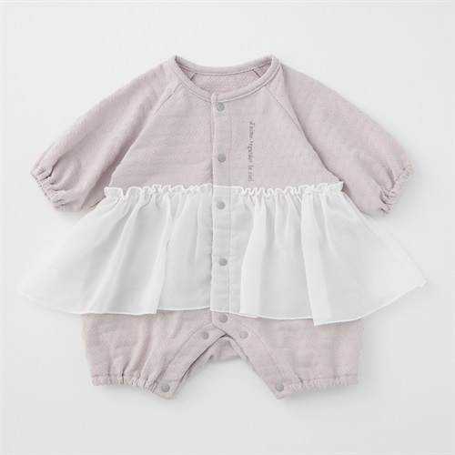 シフォンスカート付き ポコポコ 長袖プレオール 新生児 ベビー
