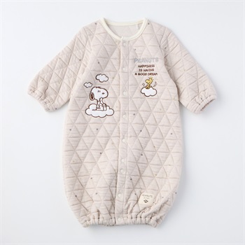 スヌーピー 三角キルト ドレスオール  2WAYオール 新生児 ベビー(グレージュ-50～70cm)
