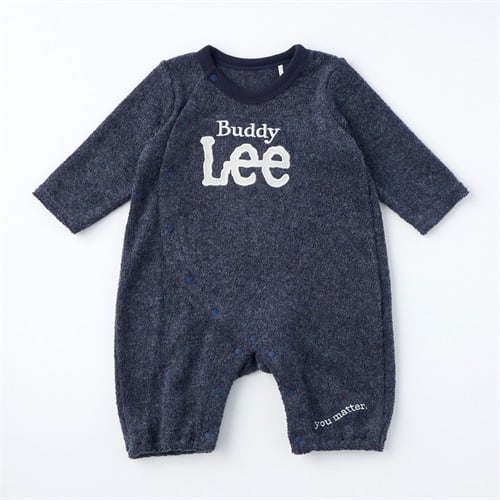 Buddy Lee ブークレ ロゴ 長袖プレオール 新生児 ベビー(ネイビー-50～60cm)