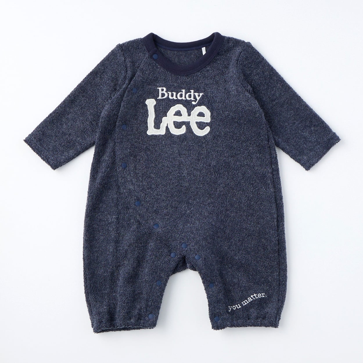 Buddy Lee ブークレ ロゴ 長袖プレオール 新生児 ベビー(ネイビー-50～60cm)