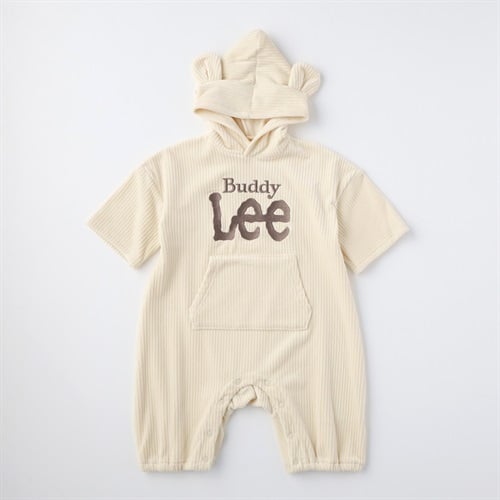 Buddy Lee ベロア ロゴ 刺しゅう くま耳フード付き 長袖カバーオール ベビー