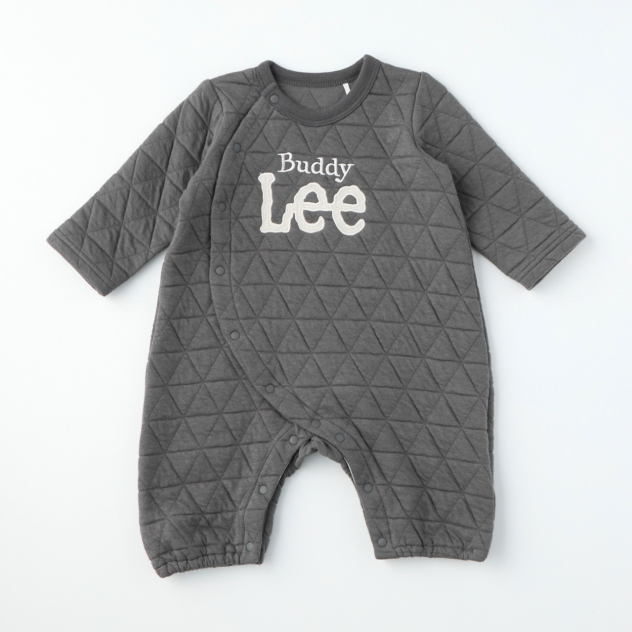 Buddy Lee 三角キルト ロゴ 長袖プレオール 新生児 ベビー(チャコールグレー-60～70cm)
