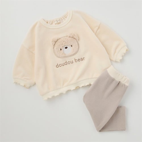 doudou bear ボアくまアップリケ コーデュロイトレーナー＋パンツセット ベビー