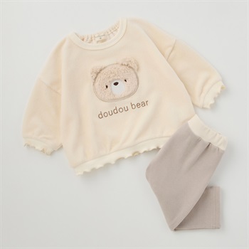 doudou bear ボアくまアップリケ コーデュロイトレーナー＋パンツセット ベビー(アイボリー-70cm)