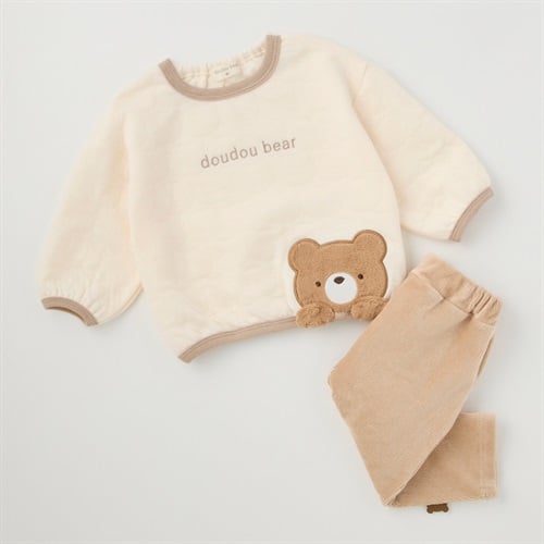 doudou bear ボアくまアップリケ キルトトレーナー＋パンツセット ベビー
