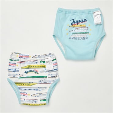 新幹線 4層トレーニングパンツ 2枚組 トイトレ(サックス-110cm)