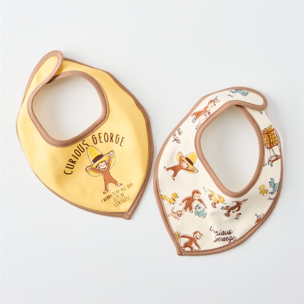 おさるのジョージ ブーメラン型スタイ 2枚組 ベビー | イオンスタイル