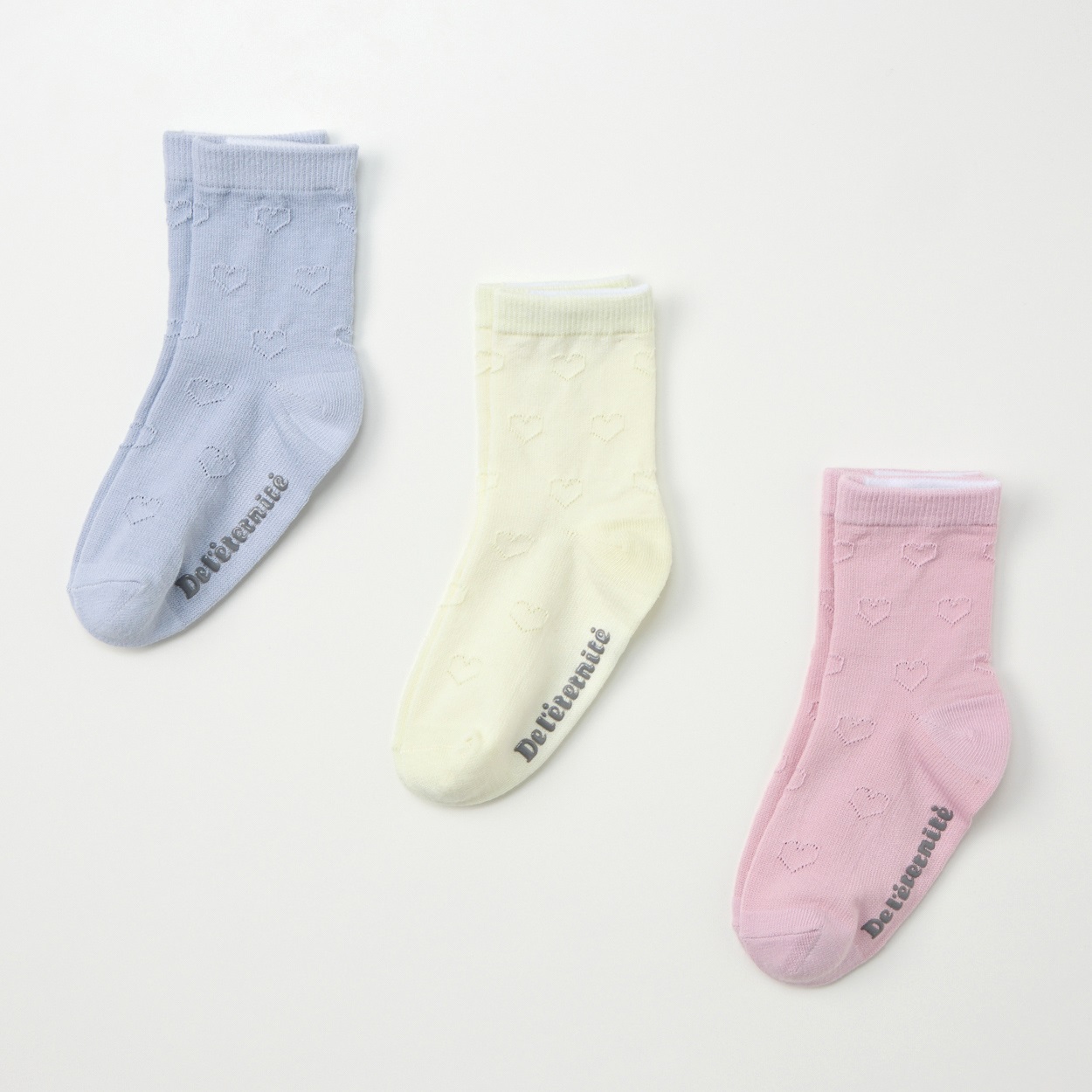 クルーソックス 3足組  靴下 ベビー キッズ(ハート柄(ピンク)-13～18cm)