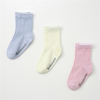 クルーソックス 3足組  靴下 ベビー キッズ(ハート柄(ピンク)-13～18cm)